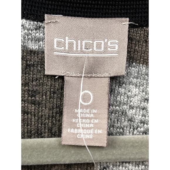 Chicos Patchwork Cardigan Womens Small 0 Brown Tan‎ soft Clasp Office Fall - Picture 4 of 7